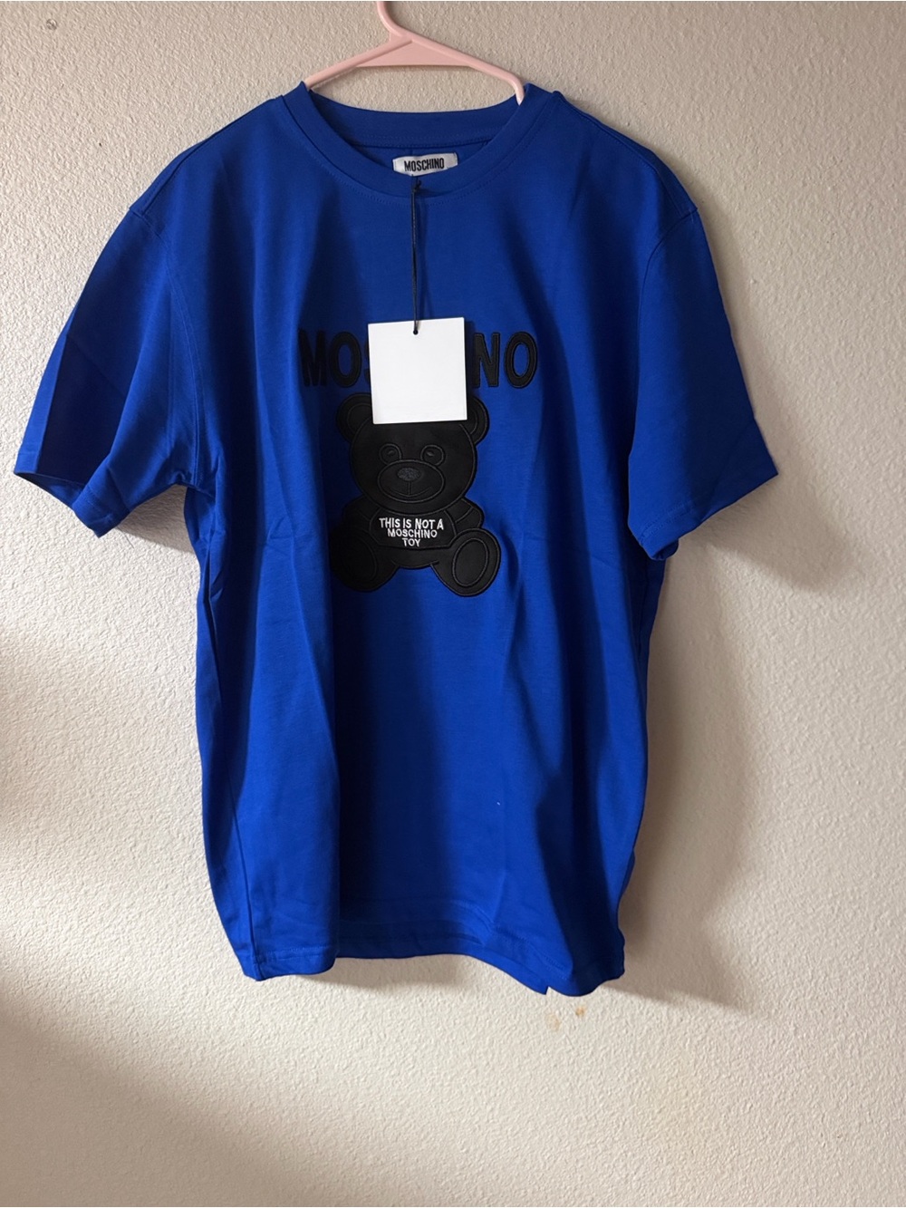 Moschino Blue Tee with Black Teddy Logo